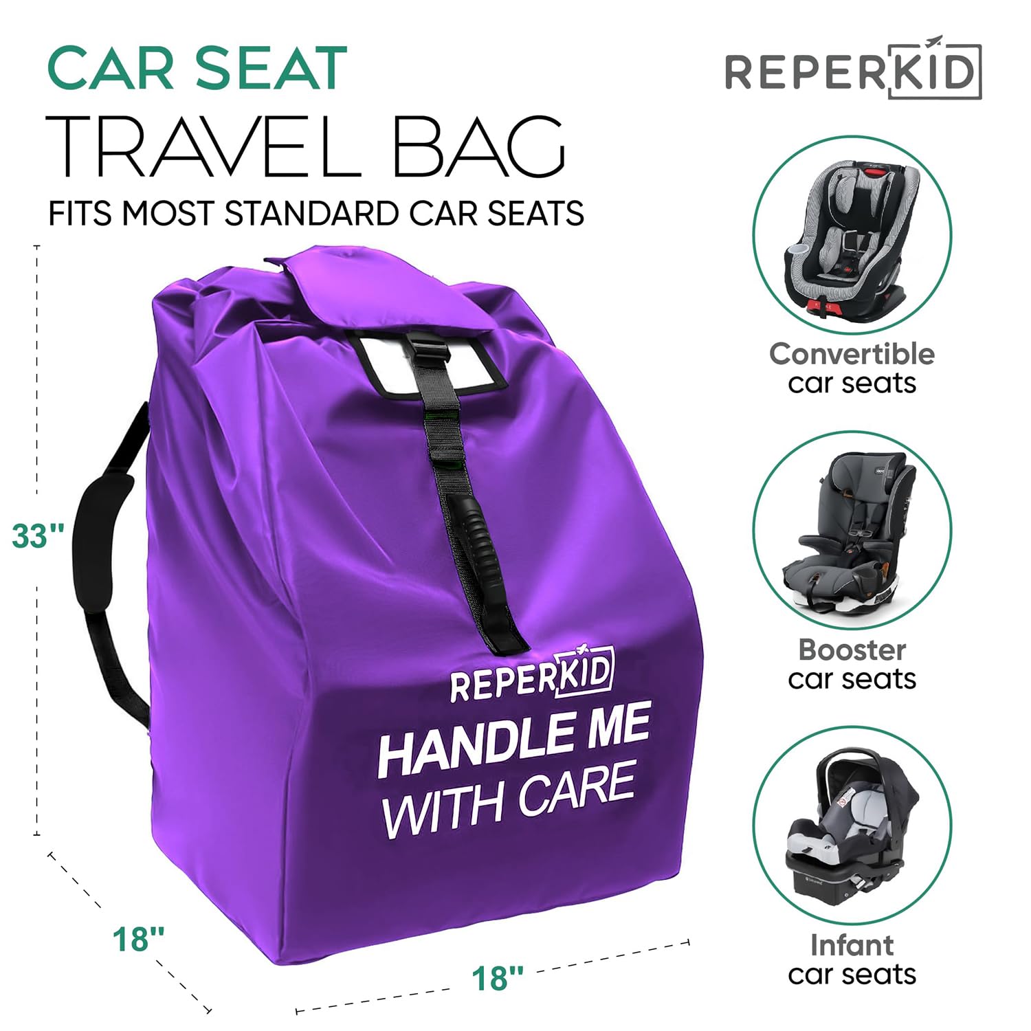 Premium Car Seat Travel Bag for Airplane - Durable, Universal Fit, Water-Resistant Gate Check Bag with Adjustable Carry Straps - for Safe and Hassle-Free Travel