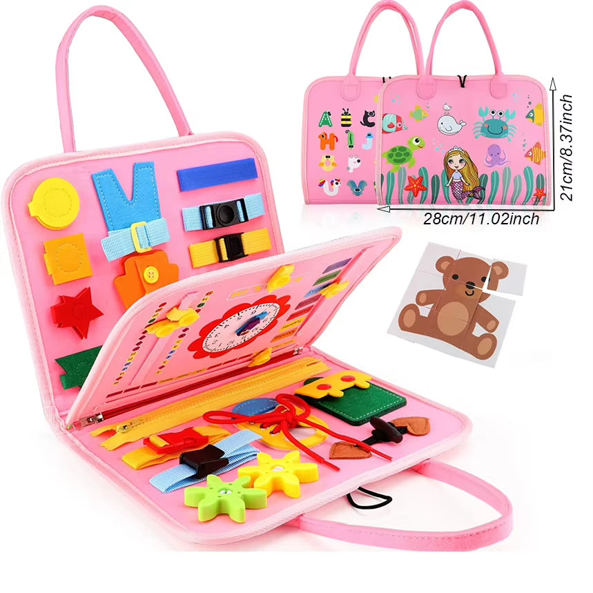 Toddler Montessori Busy Board Activities Education Toys Basic Dress Motor Skills Baby Travel Learning Toys for Christmas Gift